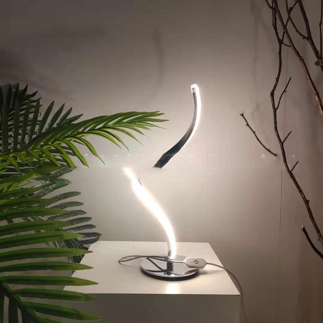 LED Spiral Table Lamp Curved Desk Bedside Lamp 