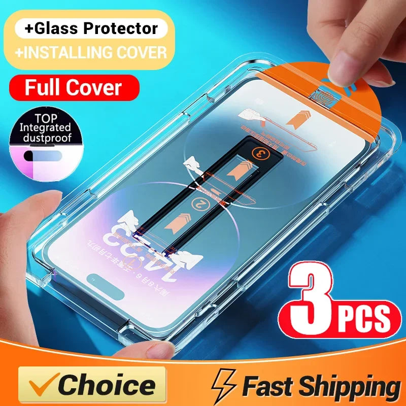 iPhone Tempered Glass Screen Protector – Oleophobic, 9H Hardness, Easy Install