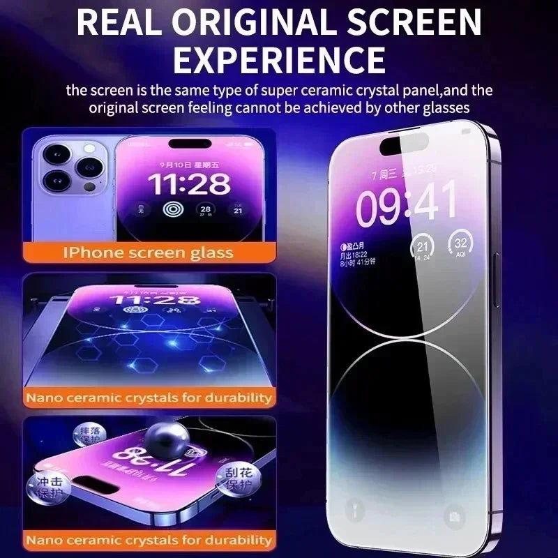 iPhone Tempered Glass Screen Protector – Oleophobic, 9H Hardness, Easy Install